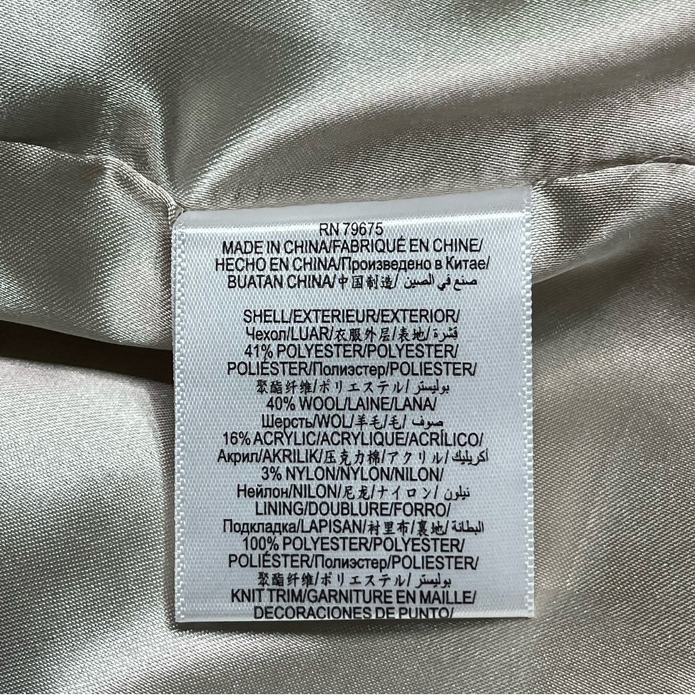 BCBGeneration Wool Belted Plaid Wrap Coat Tan Cream Winter Peacoat Small New - Picture 15 of 16
